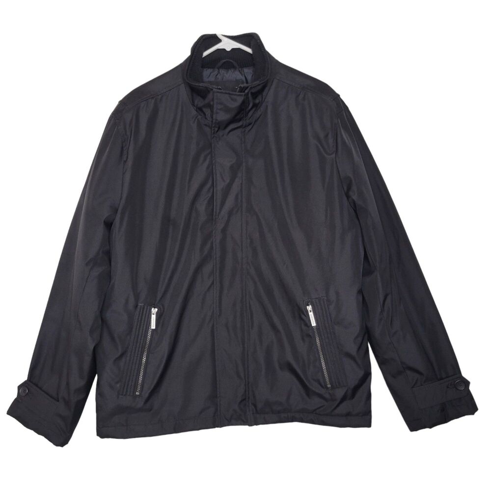 London Fog Black Water Resistant Insulated Zip Snap Closure Jacket Size Large